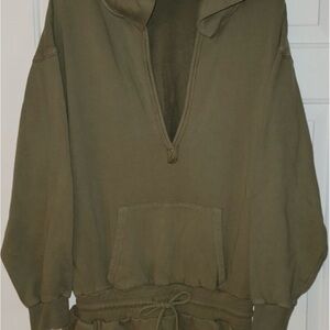 Free People FP BEACH MEDIUM Picnic Sweatshirt Romper Hoodie Dark Green